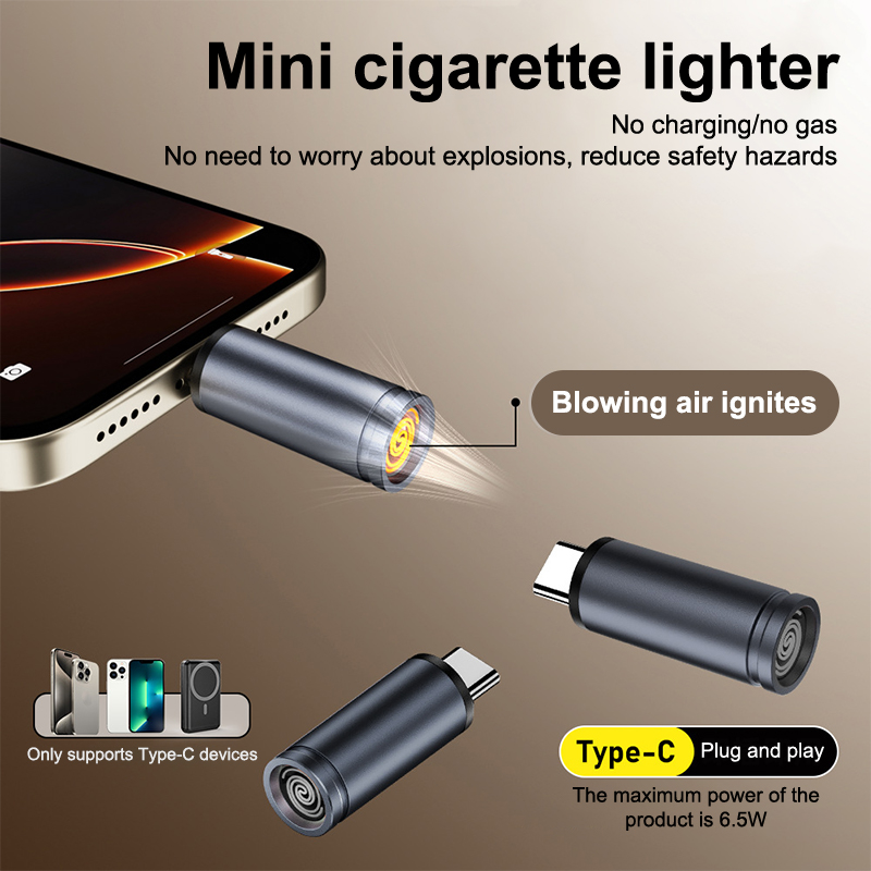 Spark Plug - Portable Type C Mini Lighter, Blow-to-Ignite,